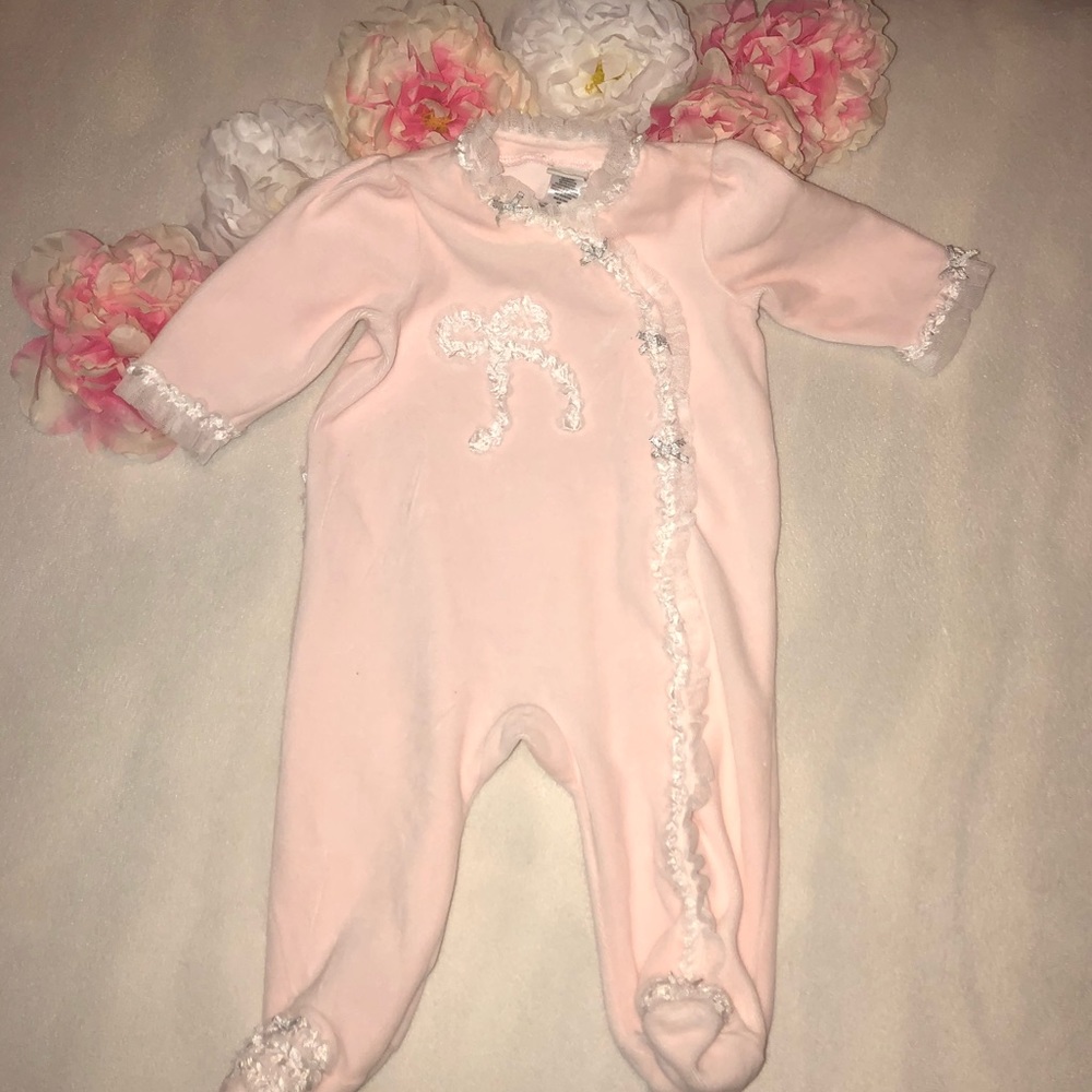 Little Me footsie NWOT  pink winter Onepiece 6m